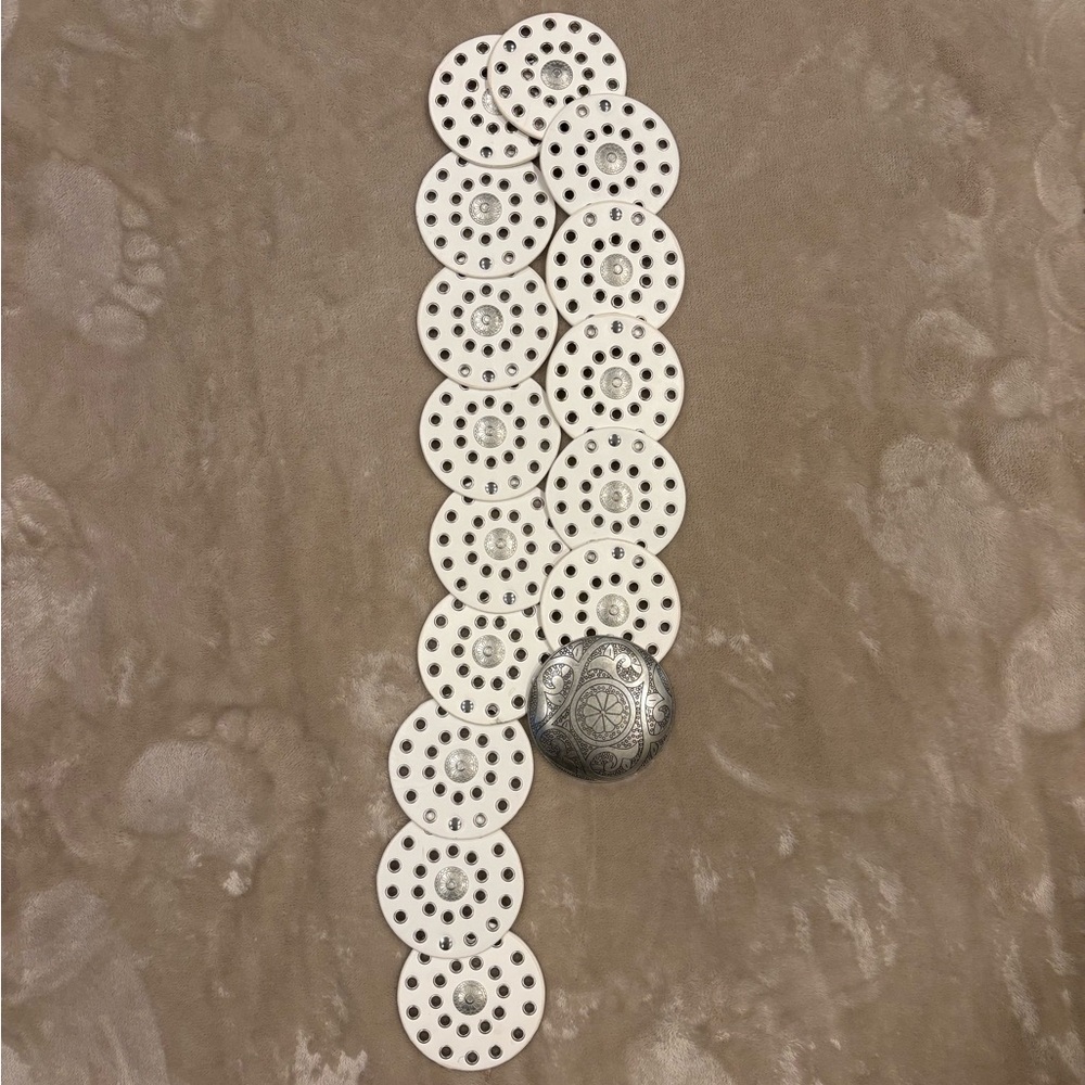 White and Silver Circular Belt
